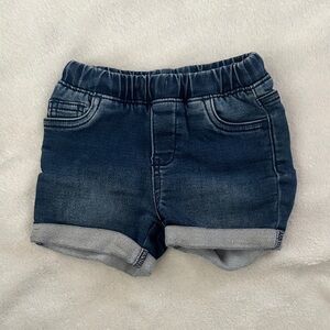 CAT & JACK Dark Wash Cuffed Denim Shorts $12 SIZE 12-18 MONTHS Stretch Elastic
